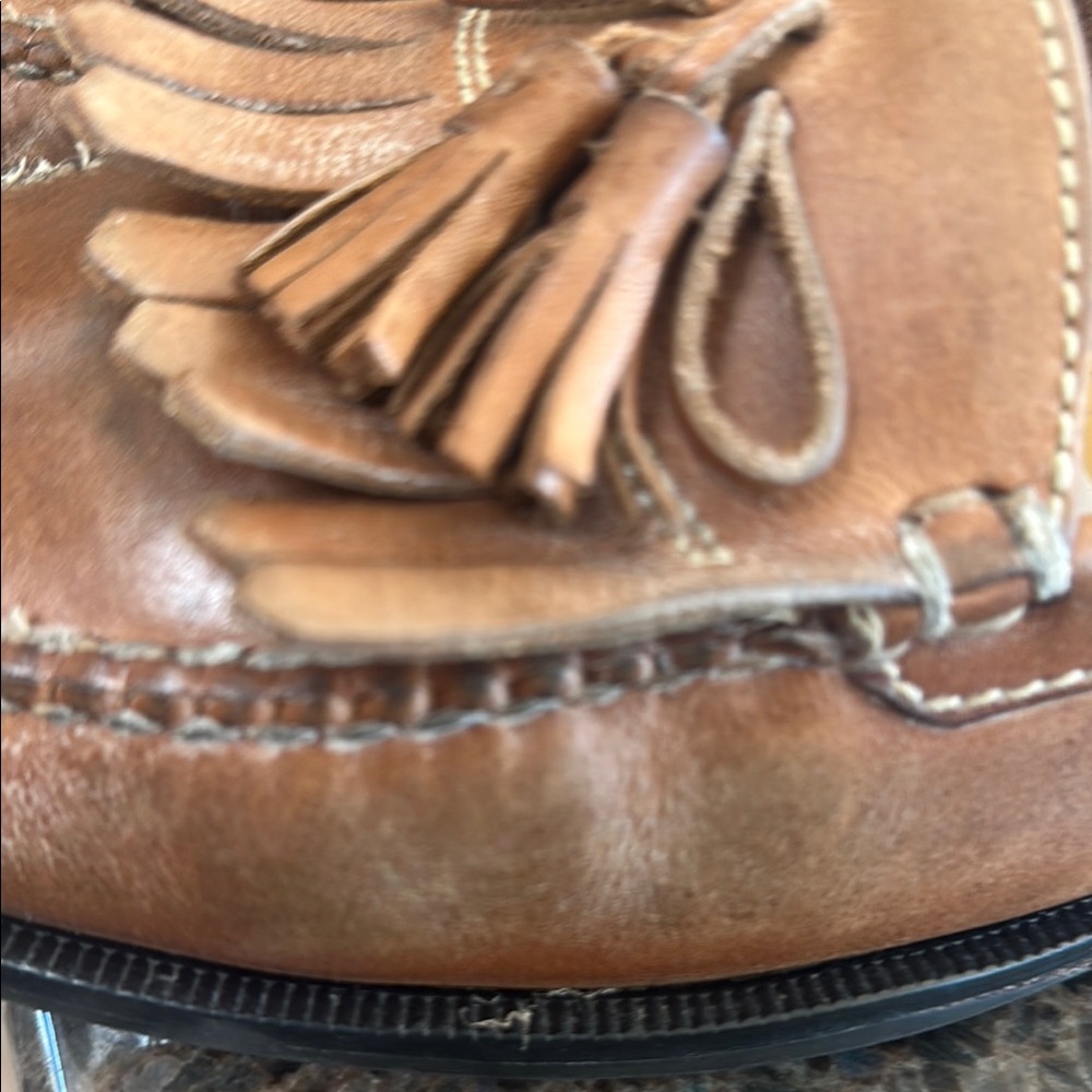 Cole Haan Brown Leather Tassel Slip-Ons - Picture 9 of 12